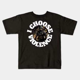 I Choose Violence ninja Cat Funny Kids T-Shirt